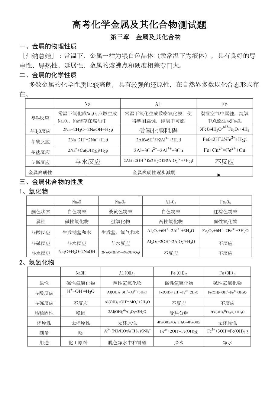 高考化学金属及其化合物测试题(DOC 5页).doc_第1页