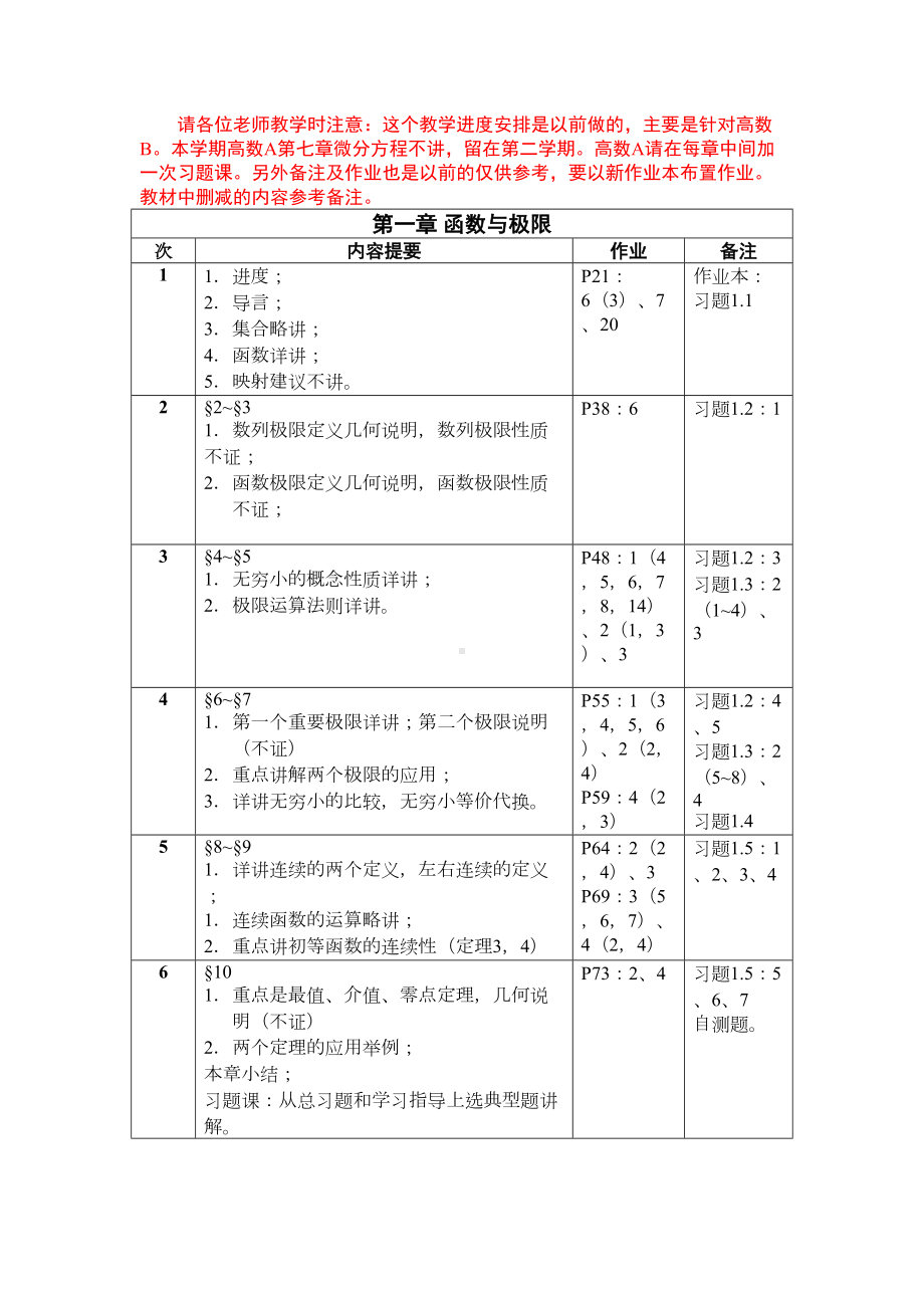 高等数学教学安排(DOC 13页).doc_第1页