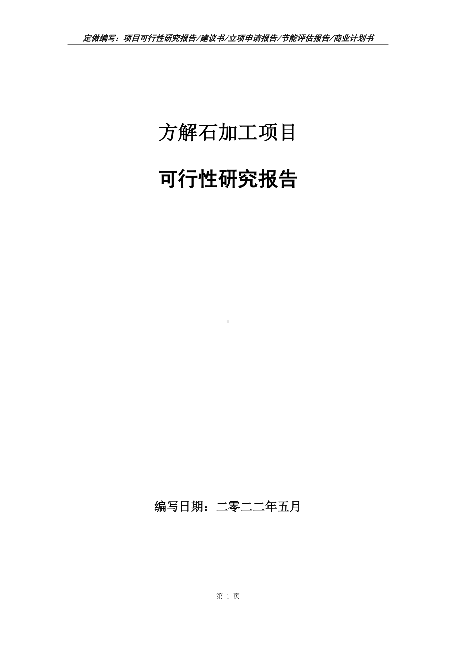 方解石加工项目可行性报告（写作模板）.doc_第1页