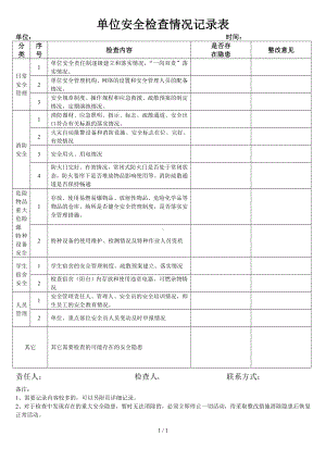 单位安全检查情况记录表参考模板范本.doc