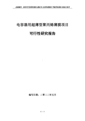 电容器用超薄型聚丙烯薄膜项目可行性报告（写作模板）.doc