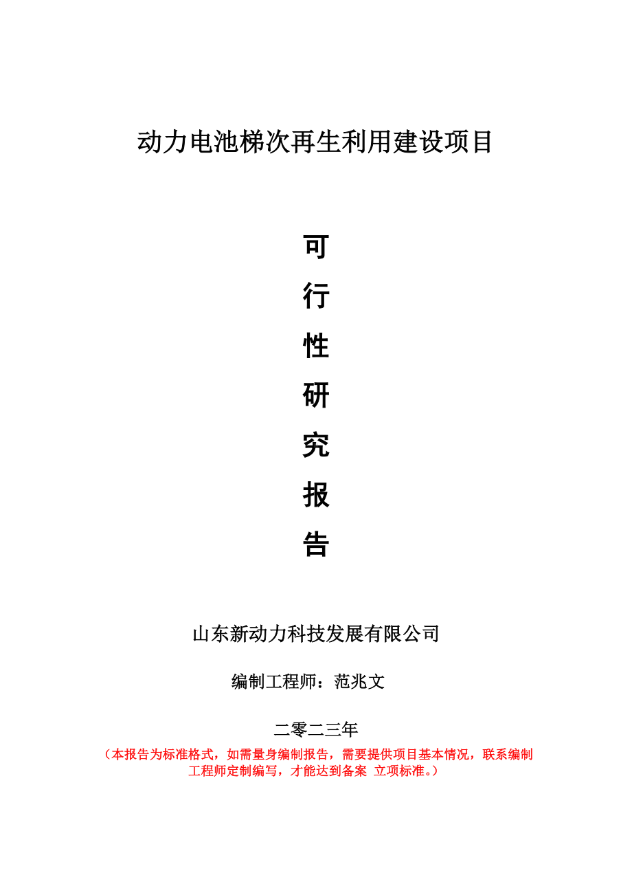 重点项目动力电池梯次再生利用建设项目可行性研究报告申请立项备案可修改案例.doc_第1页