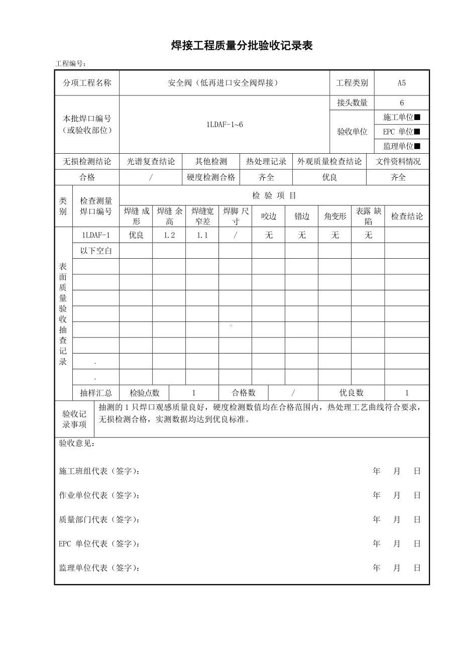 低再进口安全阀分批验收记录样表参考模板范本.doc_第1页