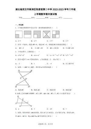 湖北省武汉市新洲区阳逻街第二中学2022-2023学年八年级上学期数学期末测试卷.pdf