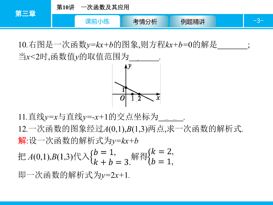 2019届中考数学专题复习ppt课件：第一部分 夯实基础 10 一次函数及其应用(共23张PPT).pptx_第3页