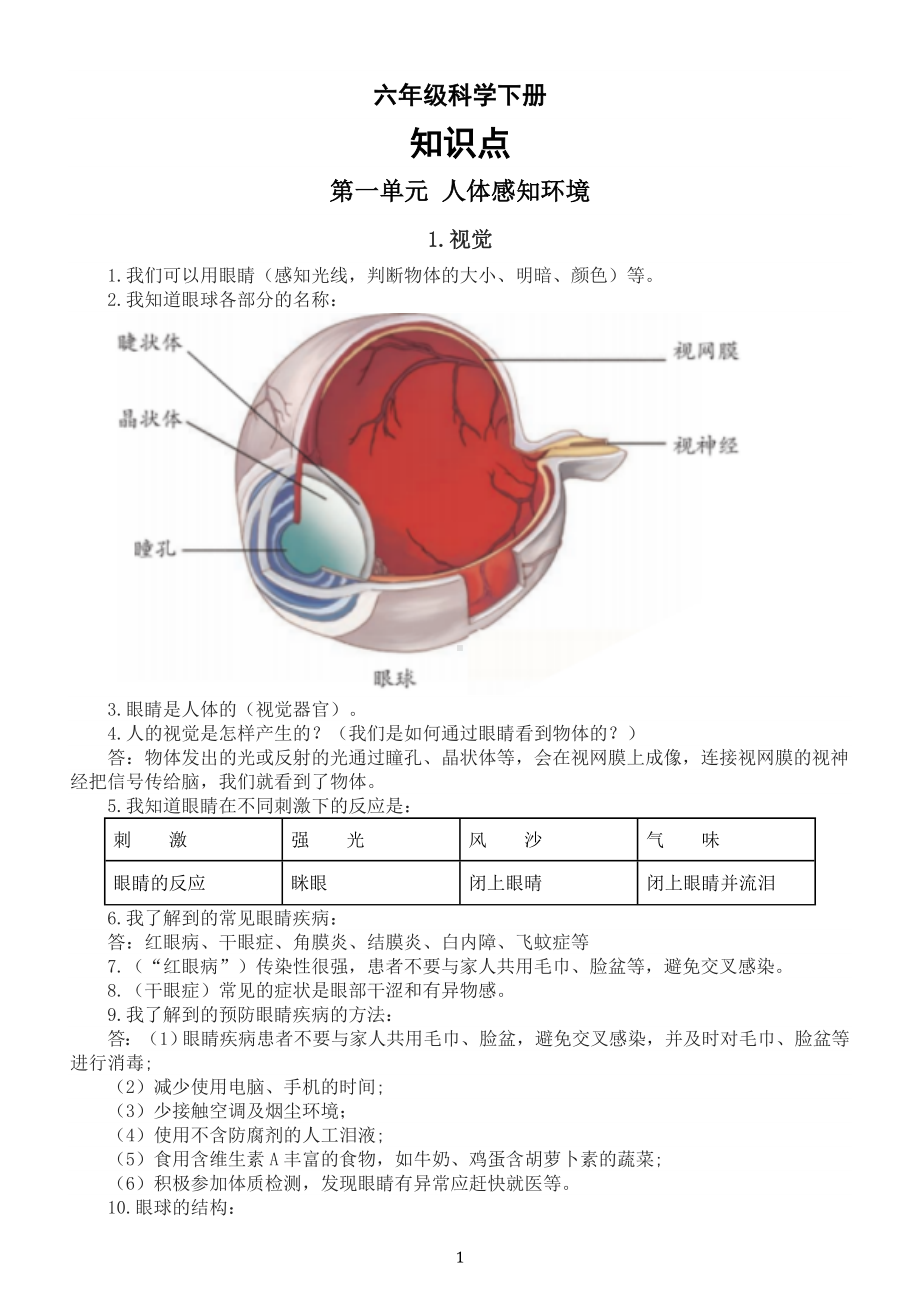 小学科学青岛版六三制六年级下册全册知识点整理（2023春）.doc_第1页