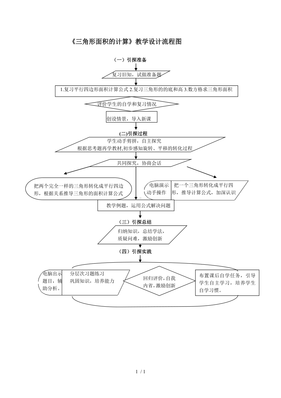 《三角形面积的计算》教学设计流程图参考模板范本.doc_第1页