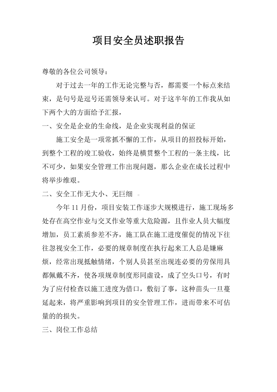 项目安全员述职报告.pdf_第1页