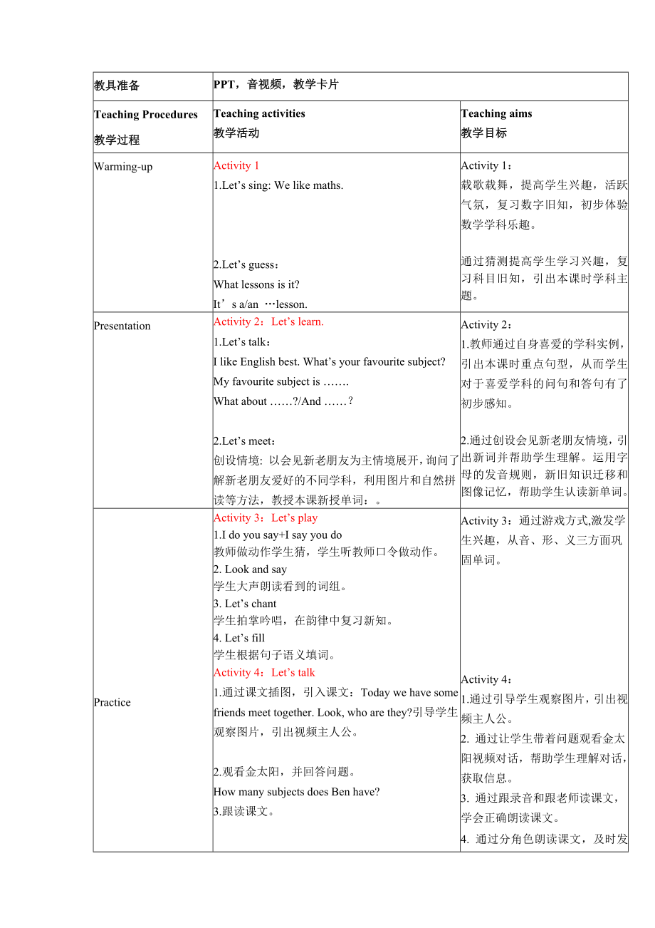 教科版英语四年级上册U8 I like English best第一课时教案设计.docx_第2页