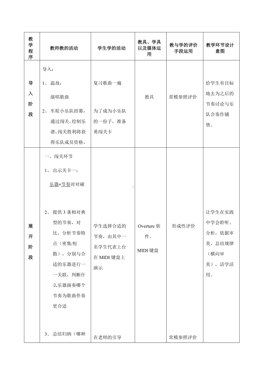 花城版二年级音乐下册二年级我们的小乐队 教学设计.docx_第2页