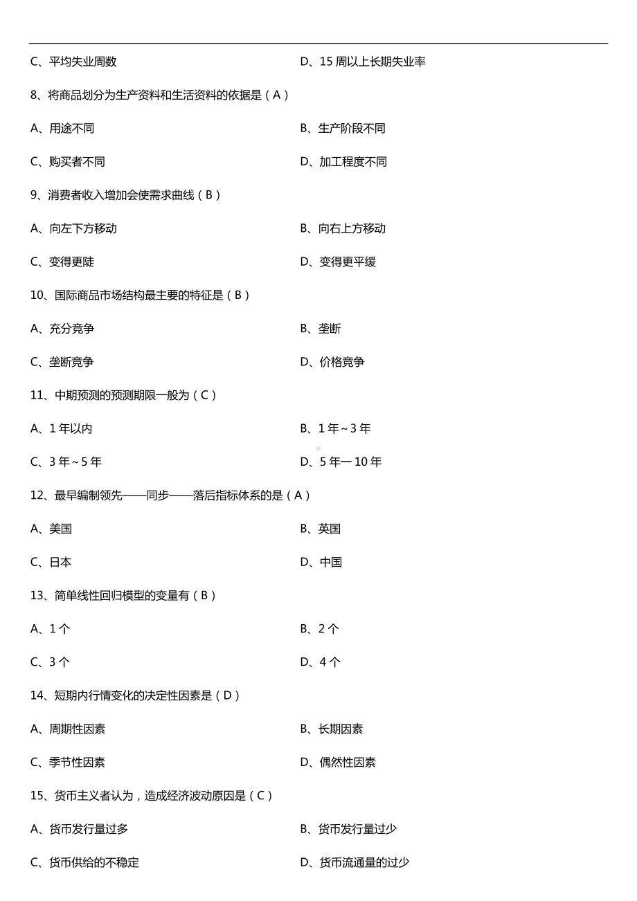 全国2018年4月自考00102世界市场行情试题及答案.doc_第2页