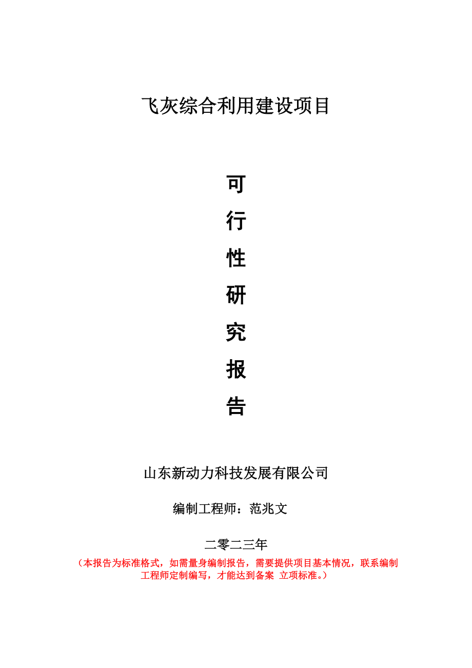 重点项目飞灰综合利用建设项目可行性研究报告申请立项备案可修改案例.wps_第1页