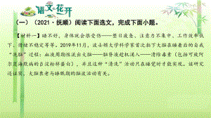 语文现代文阅读7年级非连续性文本阅读 第一篇（一）（2021·抚顺）阅读下面选文完成下面小题.pptx