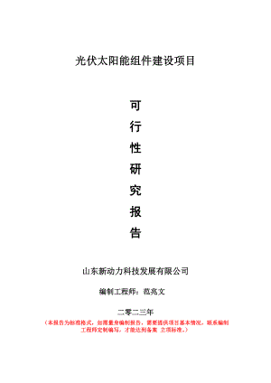 重点项目光伏太阳能组件建设项目可行性研究报告申请立项备案可修改案例.wps