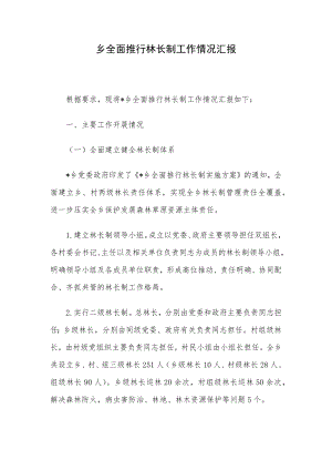 乡全面推行林长制工作情况汇报.docx