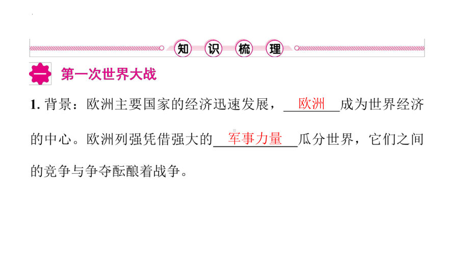 2022年中考江西省专用历史考点梳理第二十六单元 第一次世界大战和战后初期的世界ppt课件.pptx_第2页