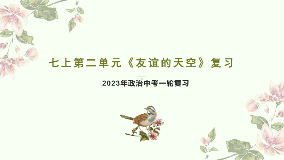 2023年中考道德与法治一轮教材同步复习 友谊的天空 ppt课件.pptx_第1页