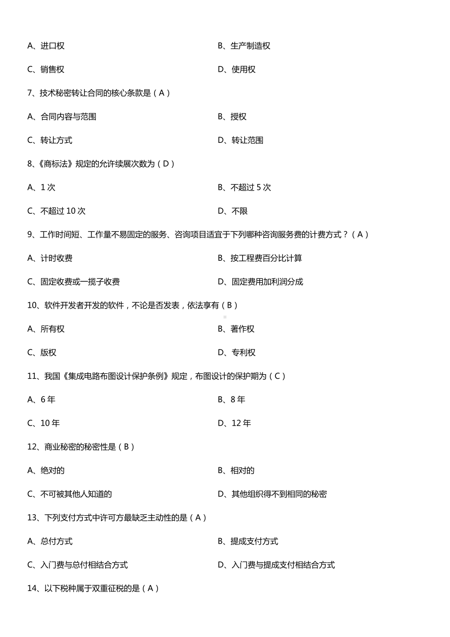 全国2016年10月自考00093国际技术贸易试题及答案.doc_第2页