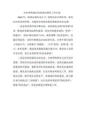 市水利和湖泊局政策法规科工作计划.docx