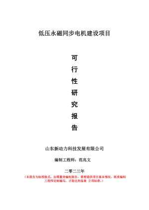 重点项目低压永磁同步电机建设项目可行性研究报告申请立项备案可修改案例.wps