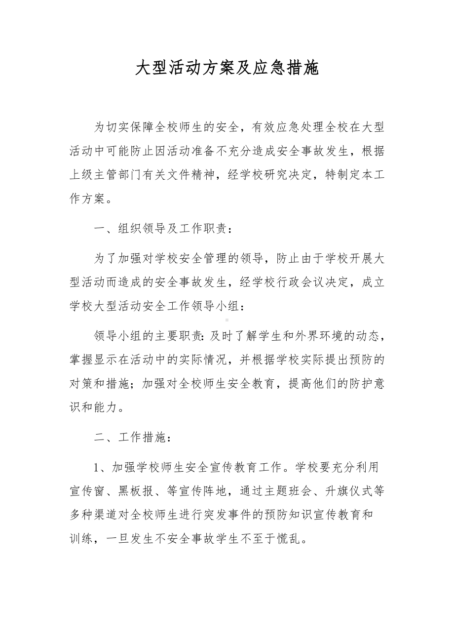 大型活动方案及应急措施.docx_第1页