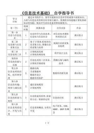 《信息技术基础》自学指导书参考模板范本.doc