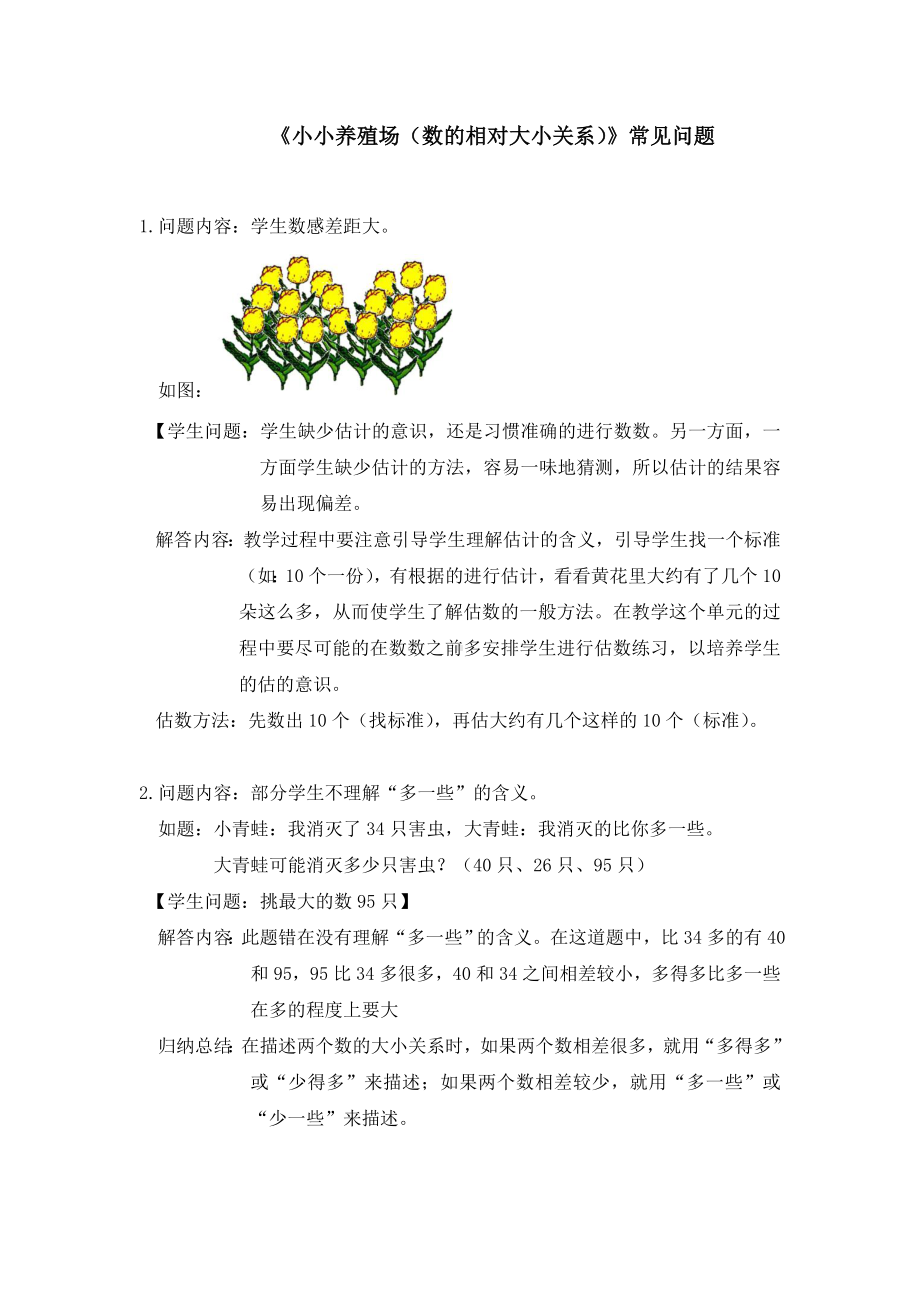 《小小养殖场（数的相对大小关系）》常见问题参考模板范本.doc_第1页