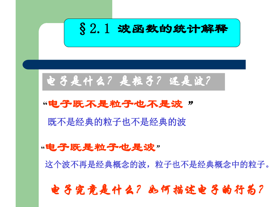 量子力学教程第二版周世勋课件袁松柳第二章 波函数和 Schrodinger 方程.pptx_第2页