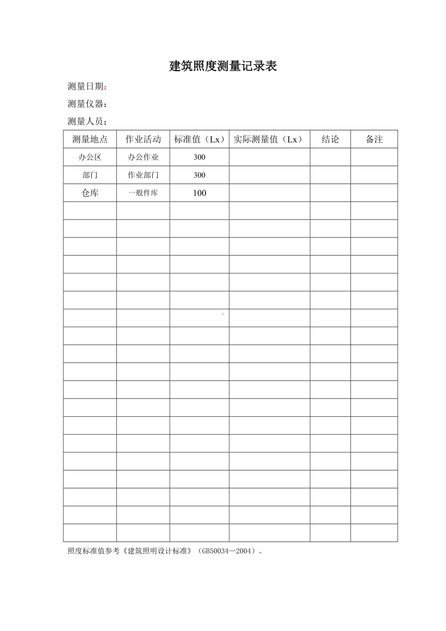 建筑高度测量记录表.docx_第1页