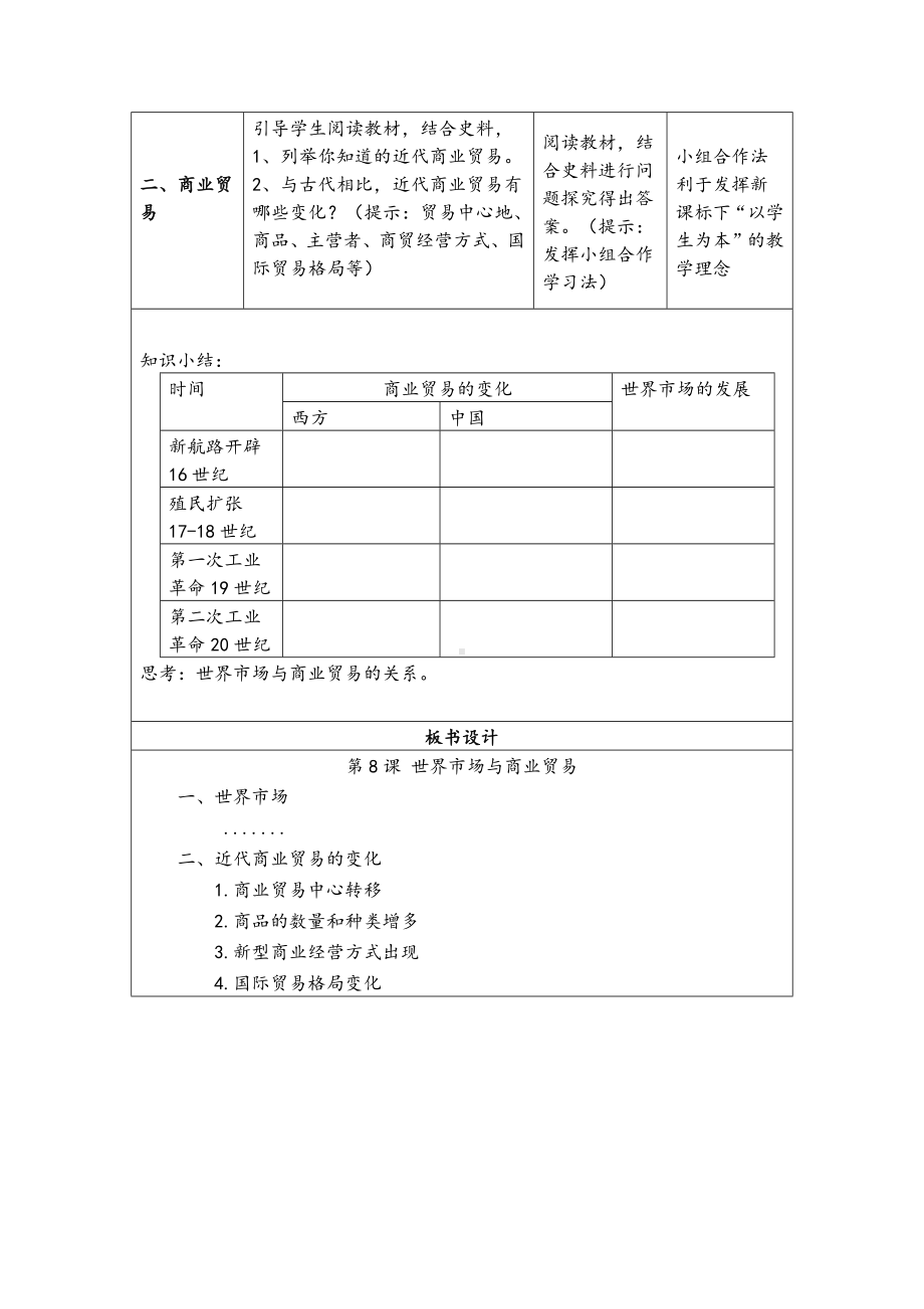 历史部编版高中选择性必修二（2019年新编）第8课 世界市场与商业贸易 教案.docx_第2页