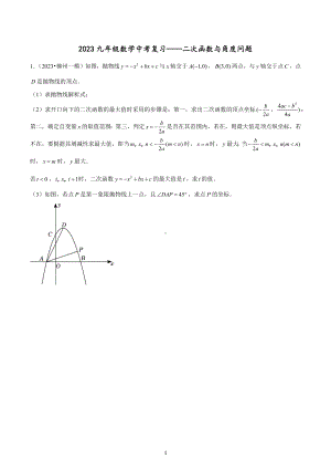 2023年九年级数学中考复习-二次函数与角度问题.docx