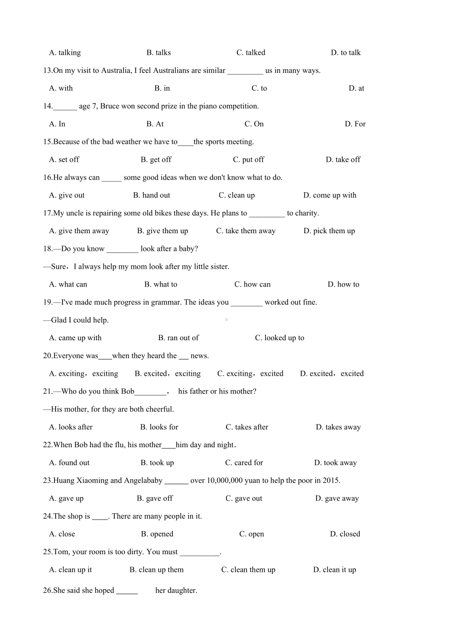 -人教新目标版八年级下册《英语》Unit+2++单项选择专题训练（含答案）.docx_第2页