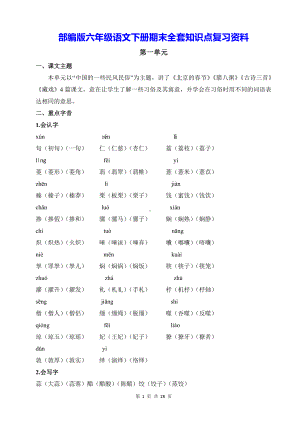 部编版六年级语文下册期末全套知识点复习资料.docx