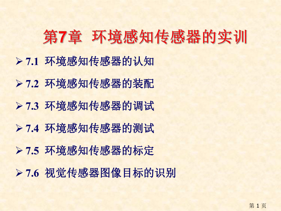 《智能网联汽车环境感知技术》教学课件—第7章环境感知传感器的实训.pptx_第1页