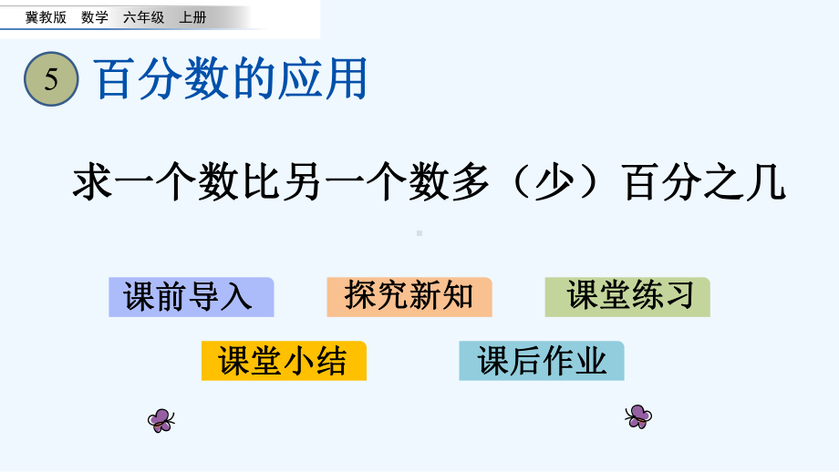 冀教版六年级数学上册第五单元百分数的应用-单元课件.pptx_第1页