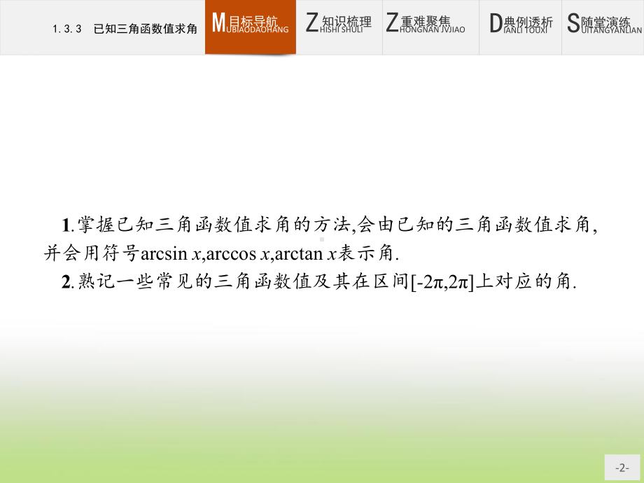 2020年高考数学人教B版典例透析能力提升必修4课件：133-已知三角函数值求角.pptx_第2页