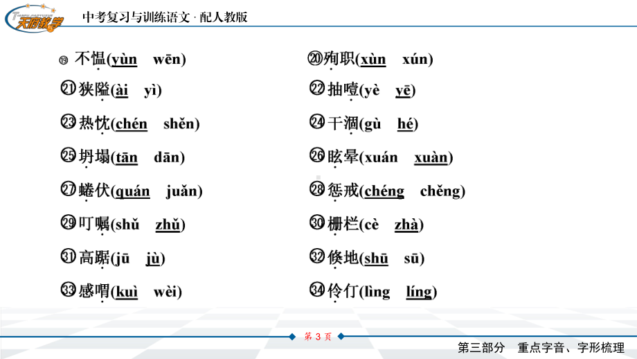 中考语文教材同步专题知识梳理-重点字音字形-四、易读错的字课件.pptx_第3页