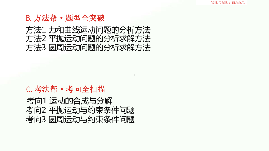 2020届全国卷高考物理一轮复习名师课件：专题四-曲线运动-.pptx_第3页