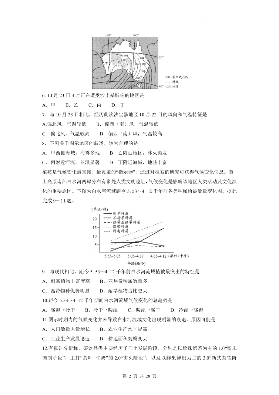 2023年高考文科综合能力模拟试卷1（含答案解析）.docx_第2页