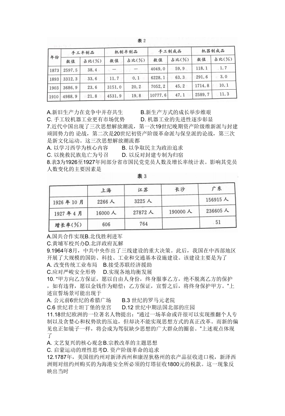 山东省济宁市2023届高三下学期二模历史试卷+答案.pdf_第2页