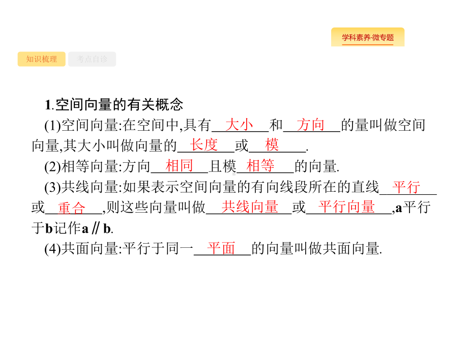 2020版高考数学理科(人教B版)一轮复习课件：86-空间向量及其运算.pptx_第2页