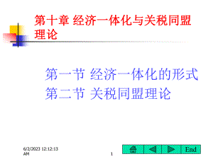 《国际经济学》第十章经济一体化与关税同盟理论浙江课件.ppt