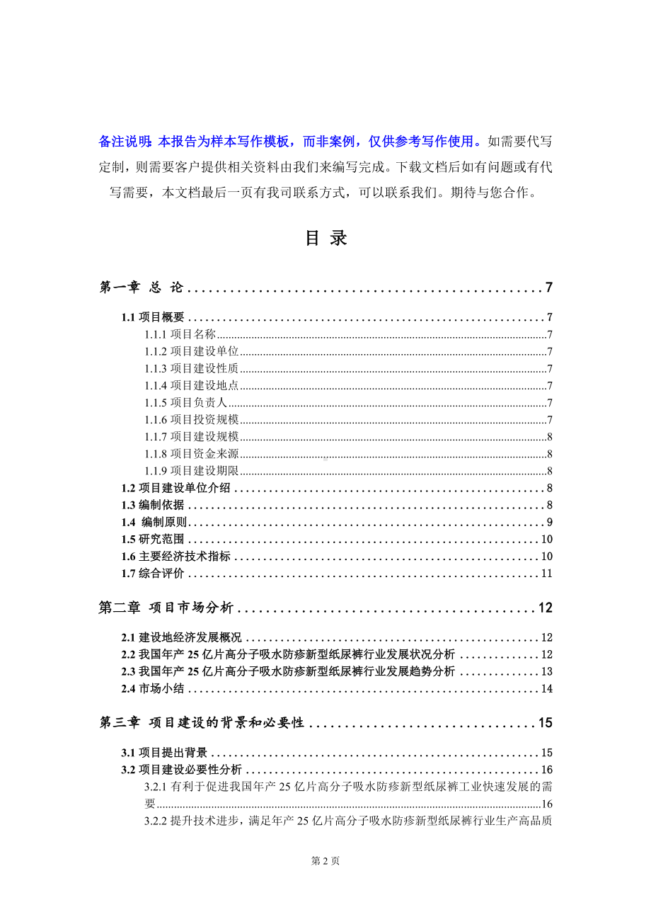 年产25亿片高分子吸水防疹新型纸尿裤项目可行性研究报告写作模板定制代写.doc_第2页