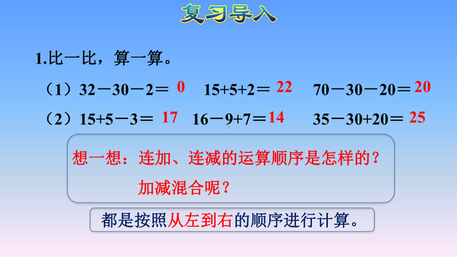 人教版二年级数学课件《100以内的加法和减法》带括号的加减混合运算.ppt_第2页