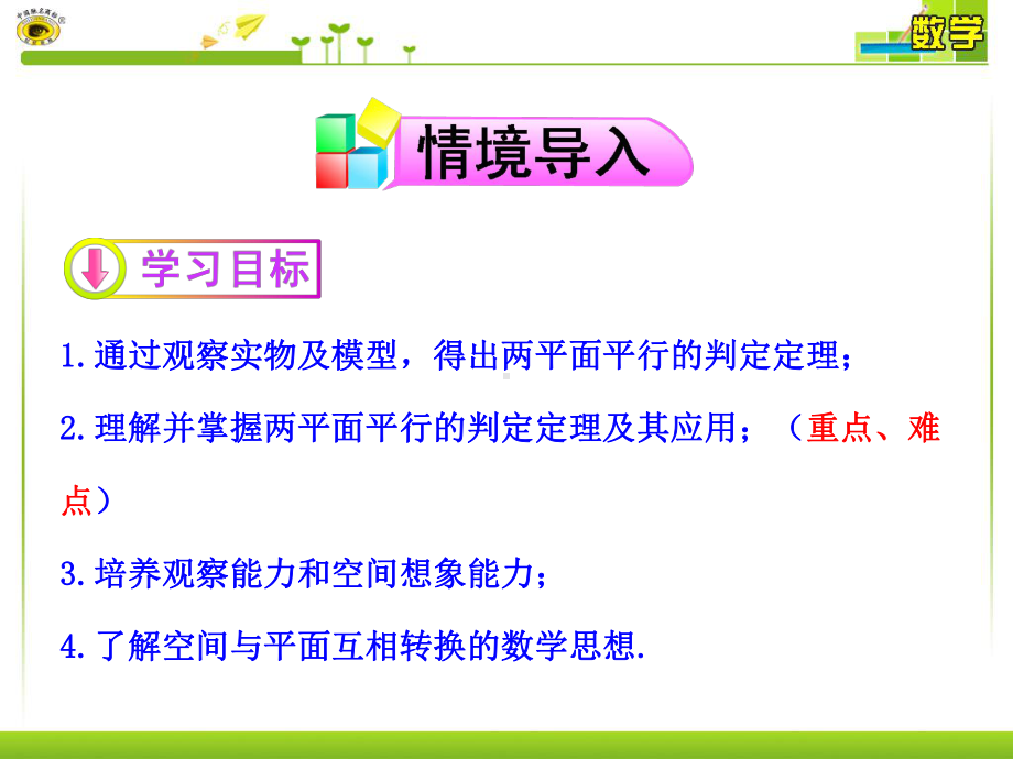 优秀课件高中数学必修二课件：222-平面与平面平行的判定.ppt_第2页