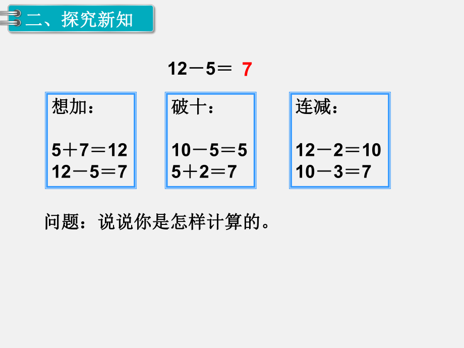 人教版一年级数学下册第二单元20以内的退位减法精品课件：第7课时十几减5、4、3、2.pptx_第3页