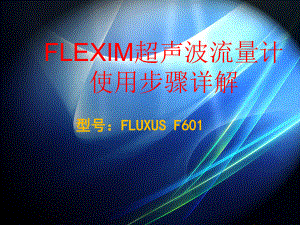 FLEXIM超声波流量计使用步骤详解(型号：FLUXUS-F601)课件.ppt