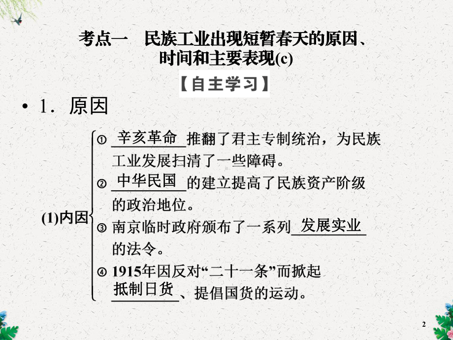 人民版高中历史必修二课件：专题22-民国时期民族工业的曲折发展.ppt_第2页