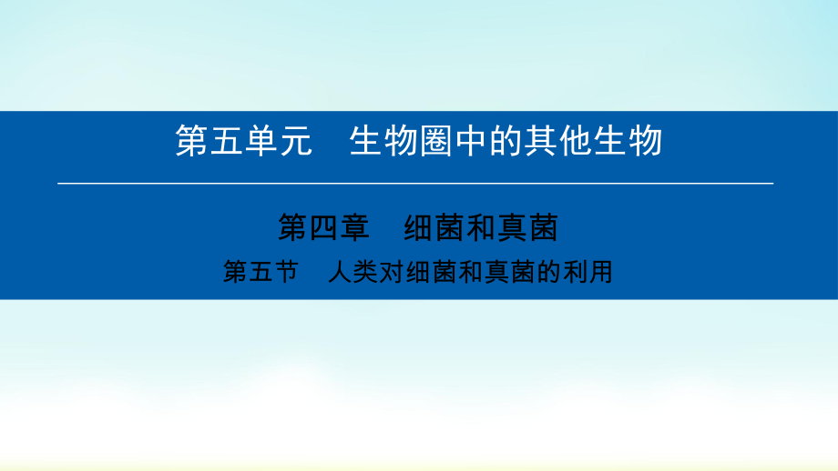 人教版八年级上册第5单元-第4章-第5节-人类对细菌和真菌的利用课件.ppt_第1页