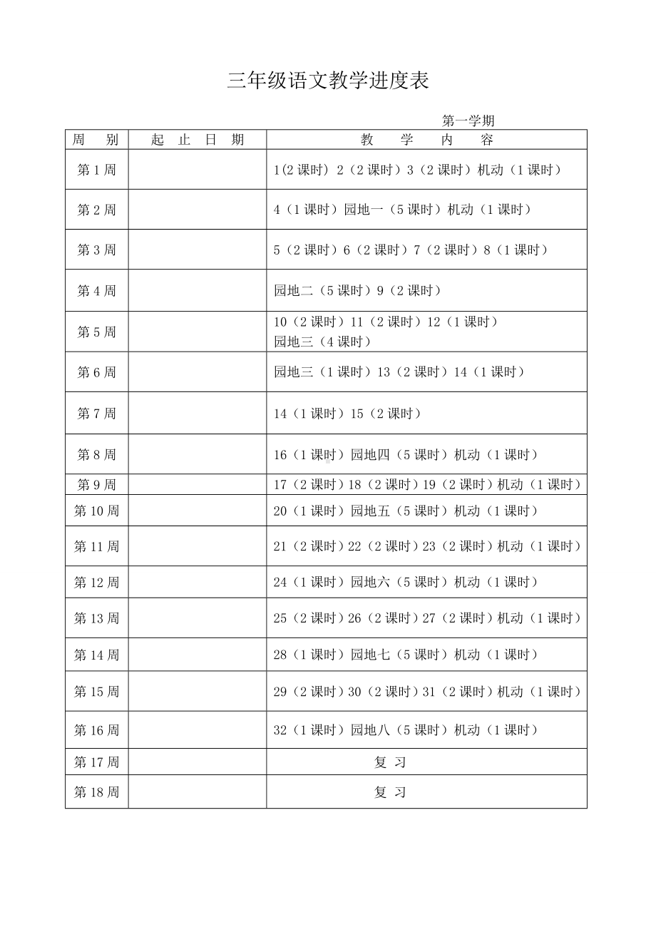 部编版语文一至六年级教学进度详细安排一览表.doc_第3页